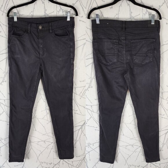 American Eagle Black Wash Stretch Denim High Rise Jeggings - Picture 1 of 5